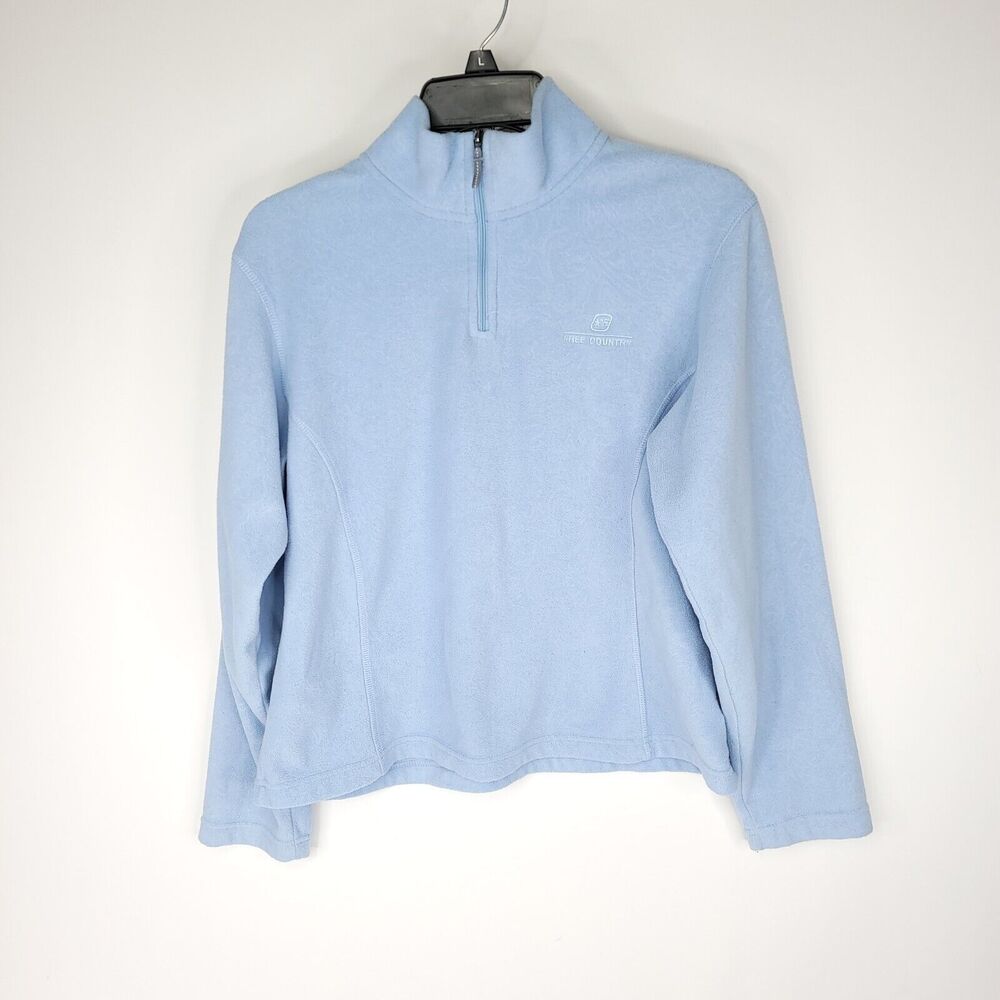 Free Country Sweater Womens Size Medium 1/4 Zip Pullover Blue Long Sleeve Top